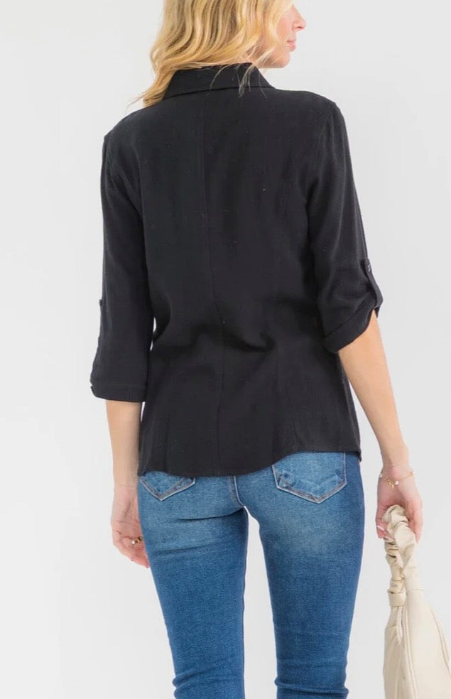 Women's Lace Embroidered Linen Top