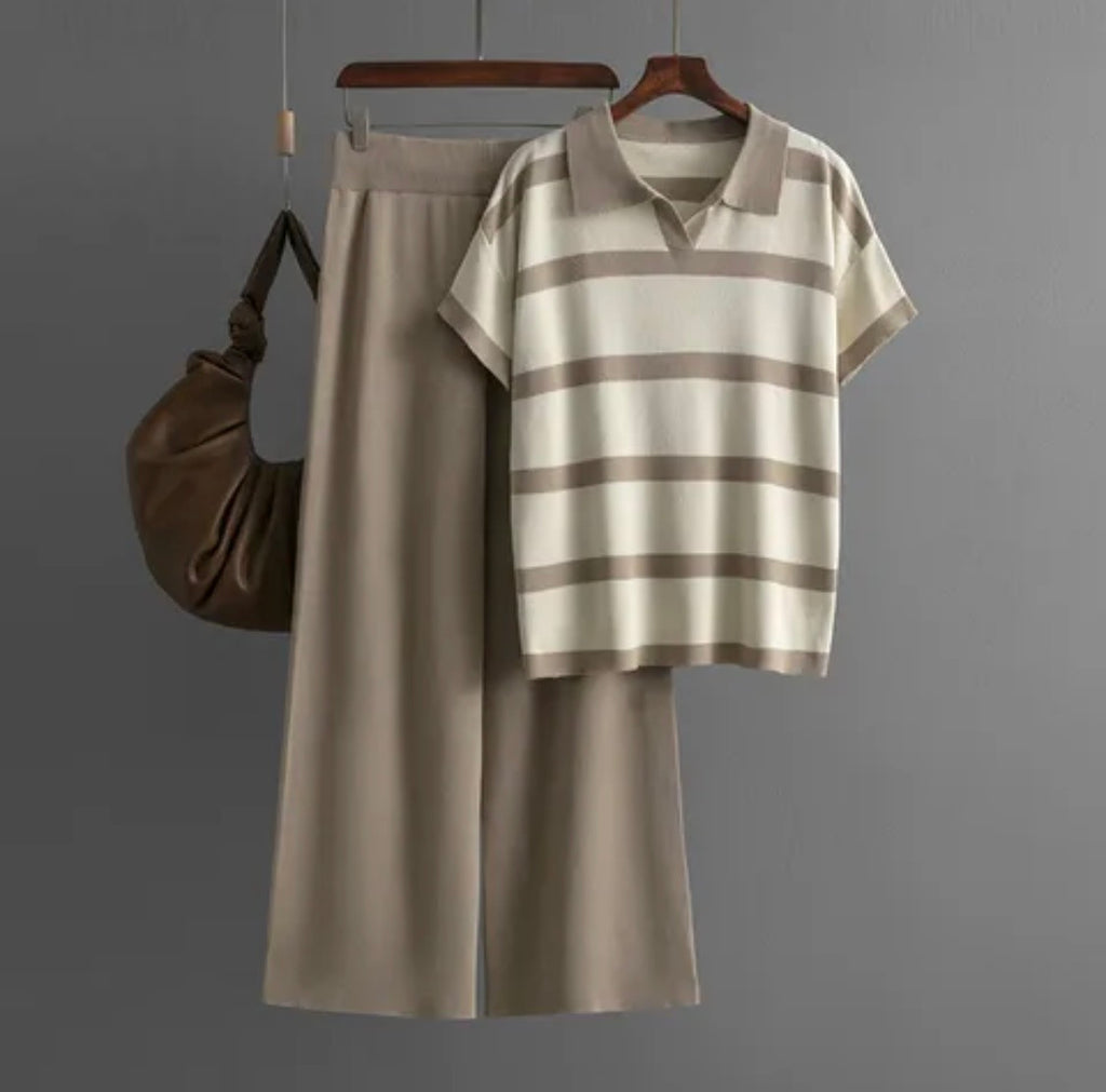 Daily Women's Streetwear Stripe Pants and Blouse Sets