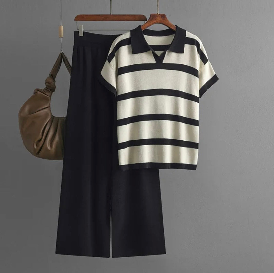 Daily Women's Streetwear Stripe Pants and Blouse Sets