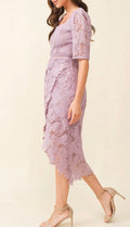 Lavender Lace Midi Dress