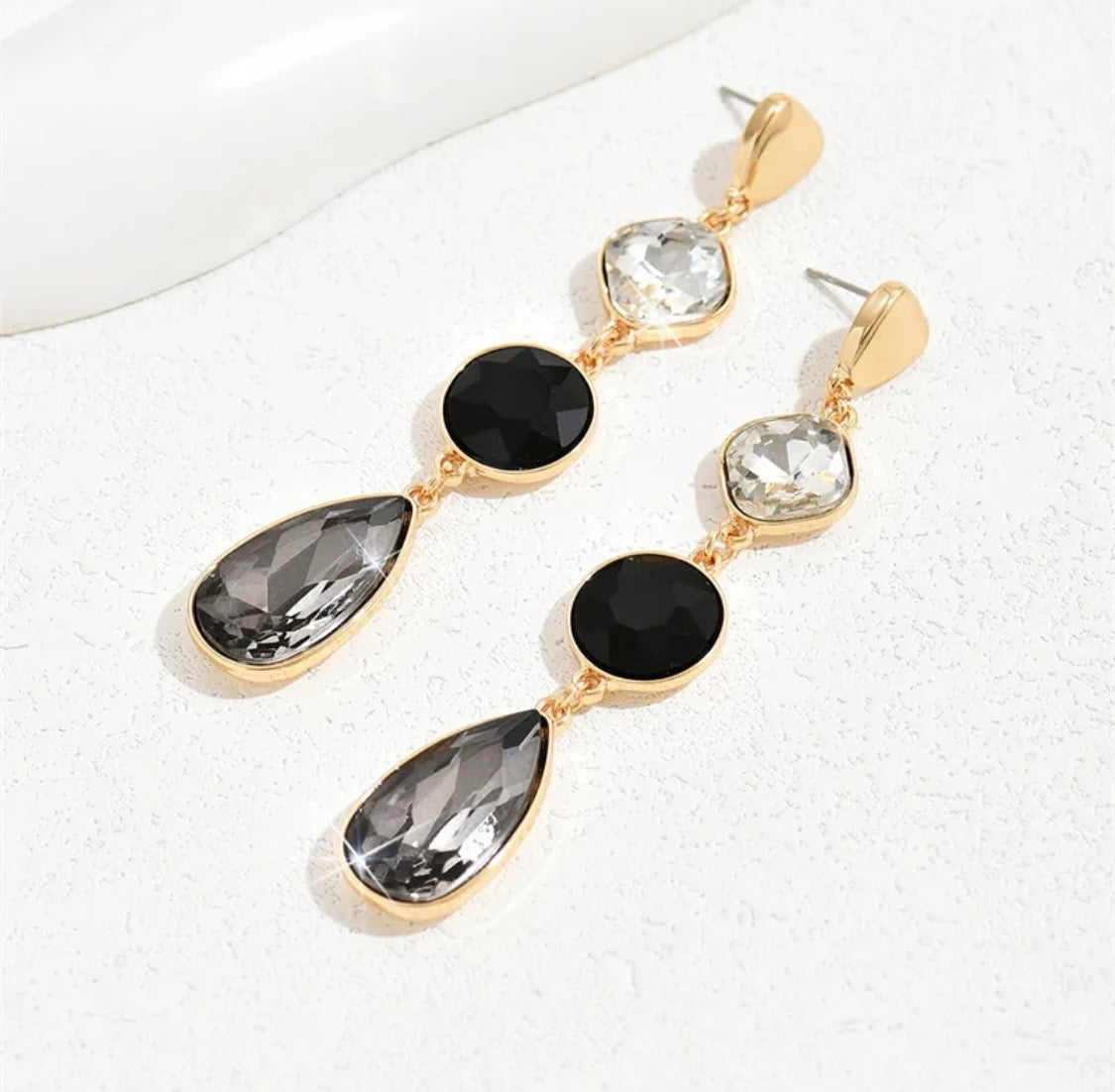 Retro Style Round Water Droplets Glass Drop Earrings