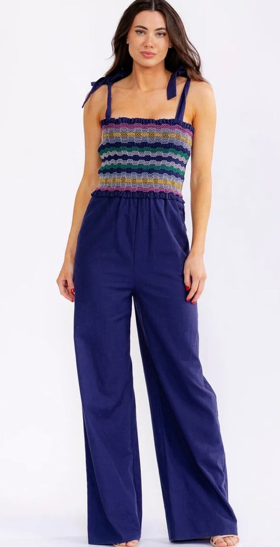 WOMEN'S SLEEVELESS
SMOCK POCKETS
SQUARENECK WIDE LEG JUMPSUIT