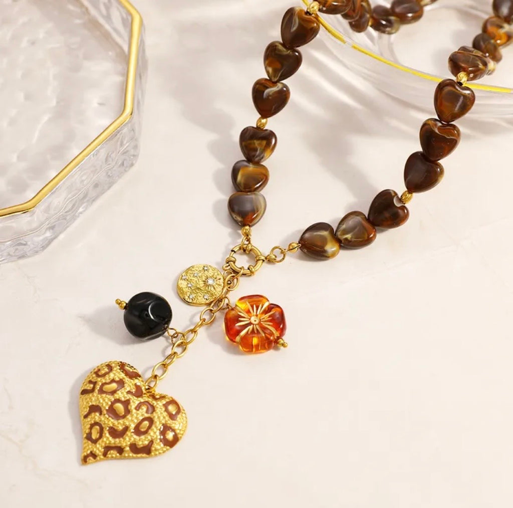 Brown Necklace Bracelet and Necklace Set