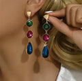Retro Style Round Water Droplets Glass Drop Earrings