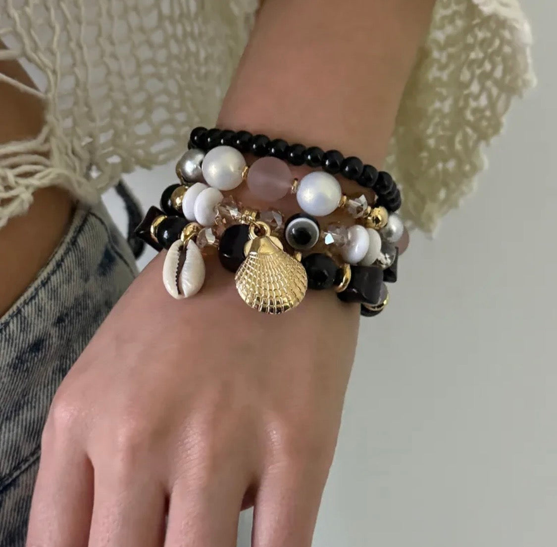Vacation Tropical Sweet Shell Alloy Beads women beaded bracelets sets