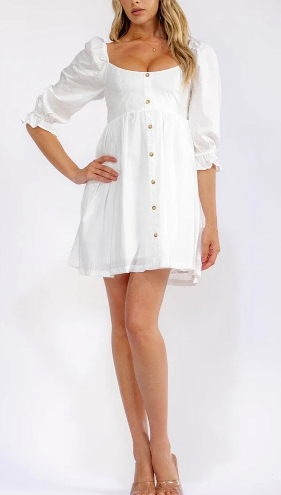 WOMEN'S 3/4 SLEEVES SQUARE NECK FRONT
POCKETS TUNIC
DETAILED MINI DRESS