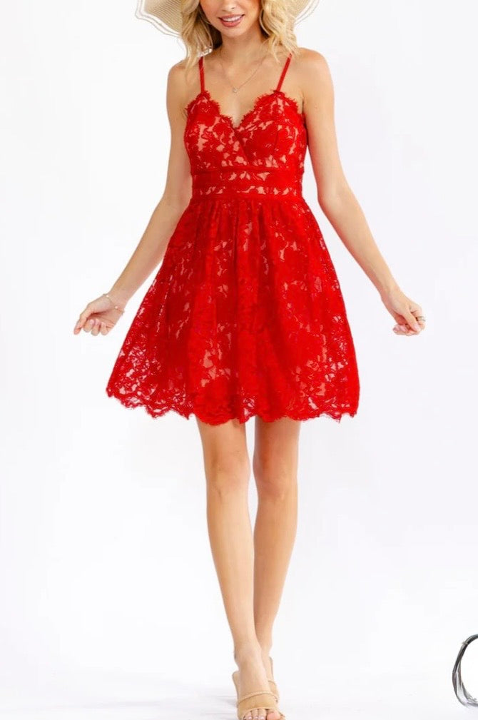 Red Lace Mini Dress