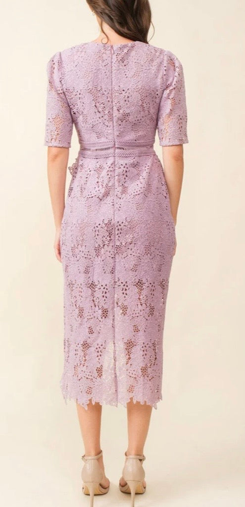 Lavender Lace Midi Dress