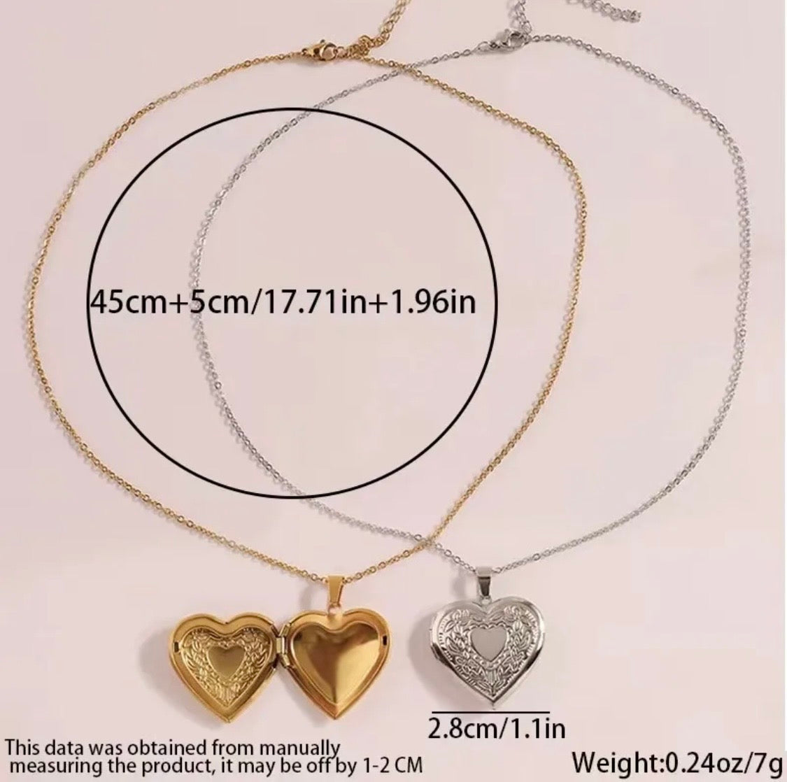 Stainless Steel 18K Gold Plated Sweet Heart Shape Pendant Locket Necklace