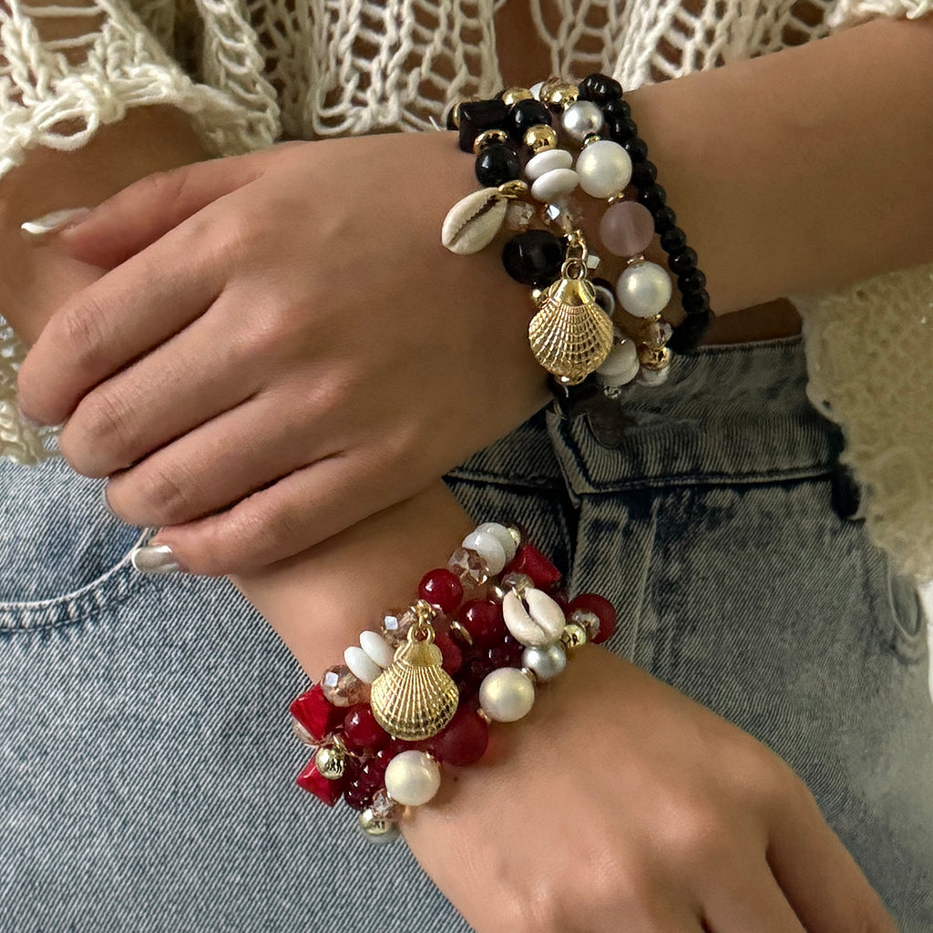Vacation Tropical Sweet Shell Alloy Beads women beaded bracelets sets