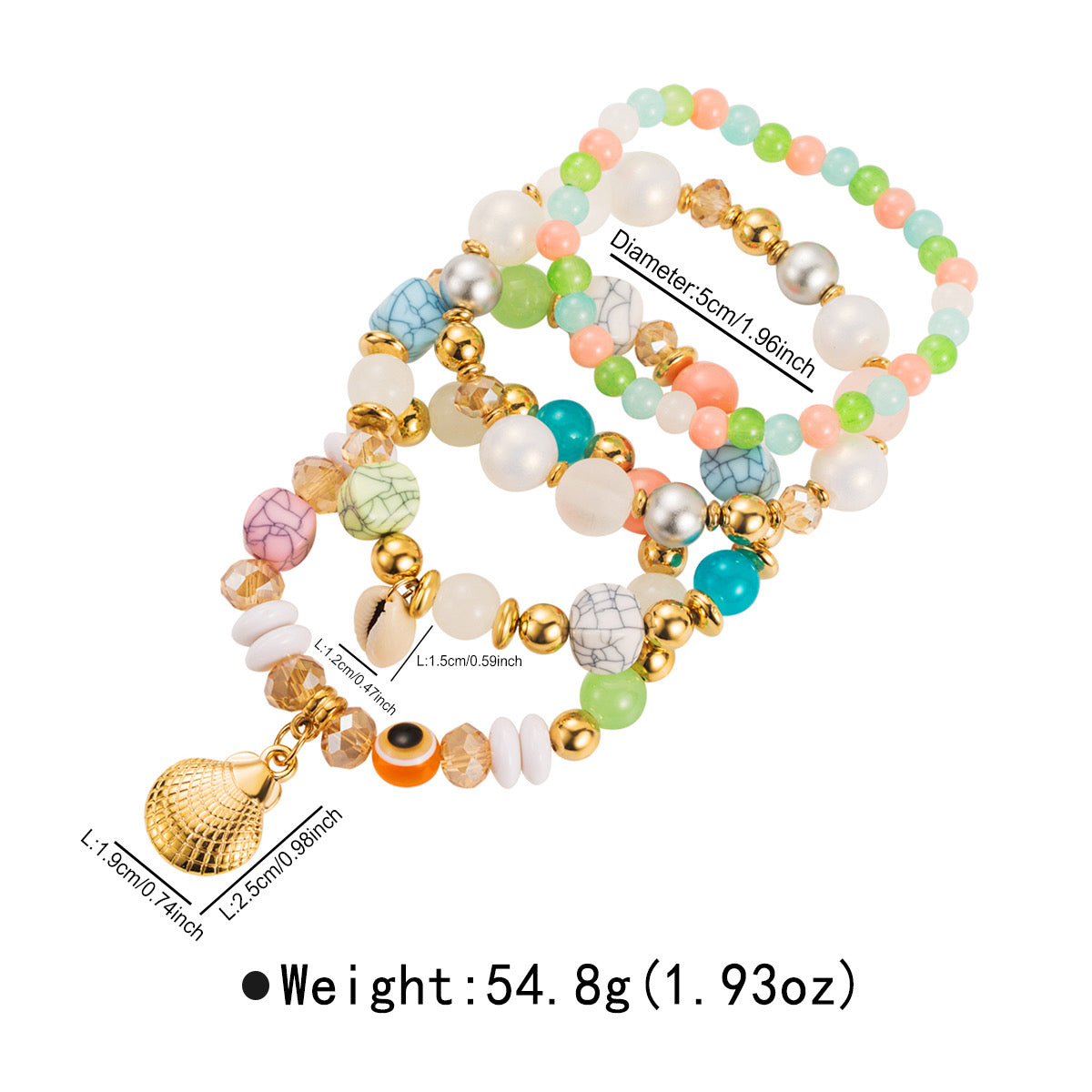 Vacation Tropical Sweet Shell Alloy Beads women beaded bracelets sets